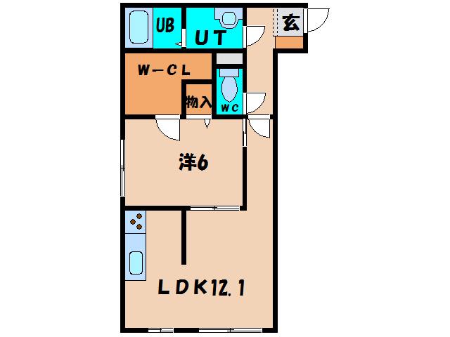 ファミーユさくら(1LDK/1階)の間取り写真