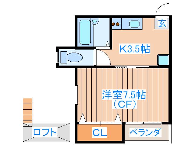 コーポさんたあめりあ(1K/2階)の間取り写真
