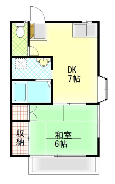 コーポ桂(1DK/2階)の間取り写真