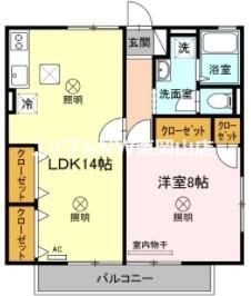 クレマティス(1LDK/1階)の間取り写真