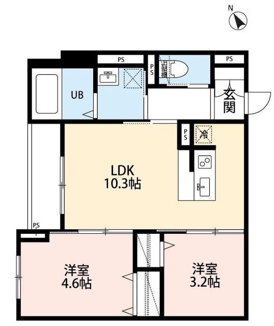 ROBOT HOME 矢部III(2LDK/1階)の間取り写真