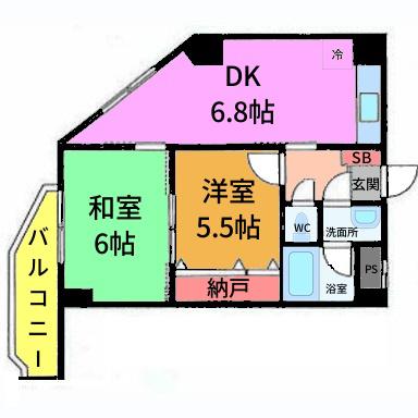 東西ビル ロイヤルプリンス(2DK/3階)の間取り写真