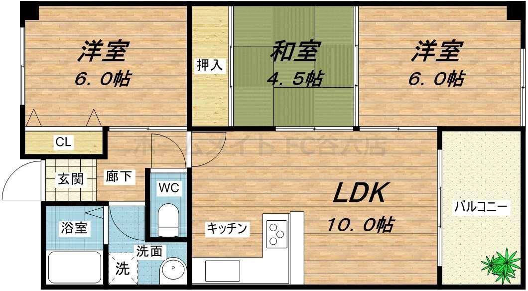Sパレス天王寺(3LDK/4階)の間取り写真