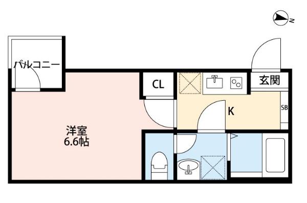 IL SOLE(1K/2階)の間取り写真