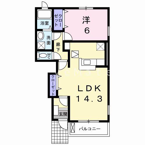 ラッフィナート・カーサ七番館(1LDK/1階)の間取り写真