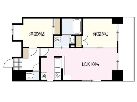 セントポーリア平野町(2LDK/9階)の間取り写真
