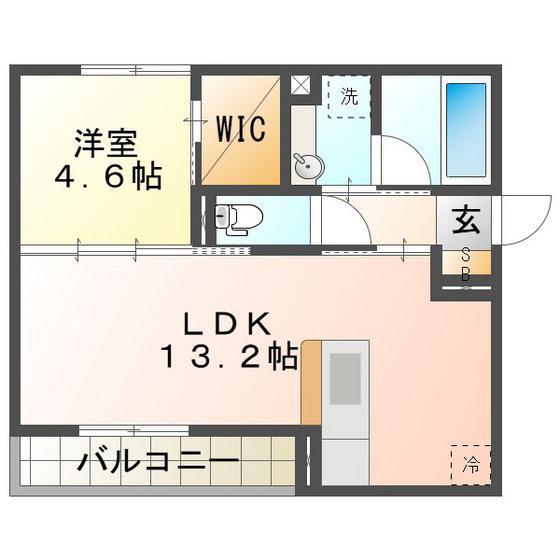 アネシスVILLA赤堀(1LDK/2階)の間取り写真