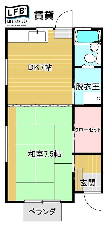 トマトハウス(1DK/1階)の間取り写真