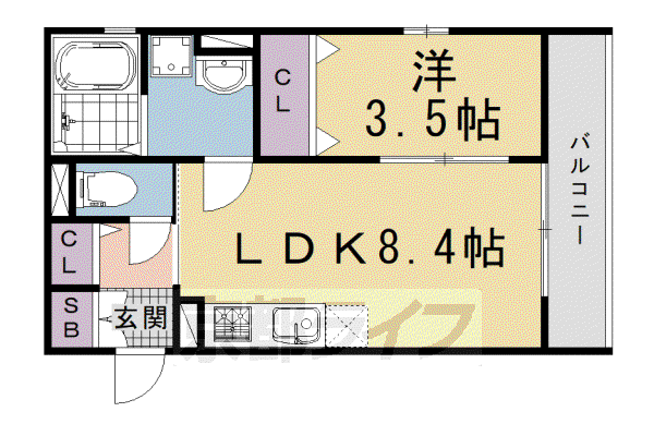 桃山レジデンスMIKI(1DK/3階)の間取り写真