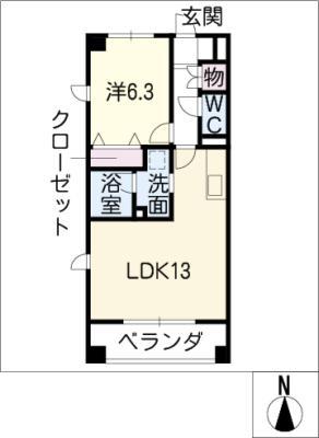 カーサ呼続(1LDK/1階)の間取り写真