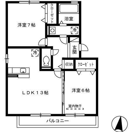エスペラール(2LDK/2階)の間取り写真