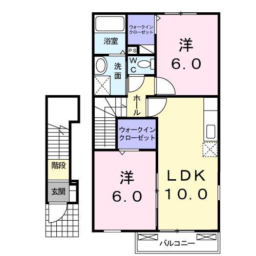 カプリーチョ・ブリッサA(2LDK/2階)の間取り写真