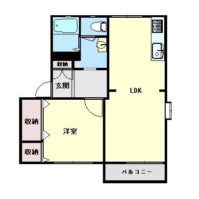 プティボア(1LDK/2階)の間取り写真