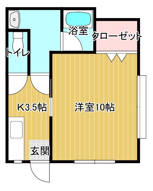 プリシェールKーIII(1K/1階)の間取り写真