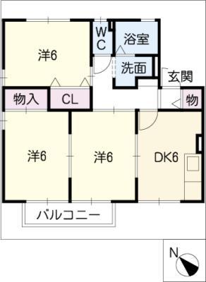 プルミエ浄水 A棟(3DK/1階)の間取り写真