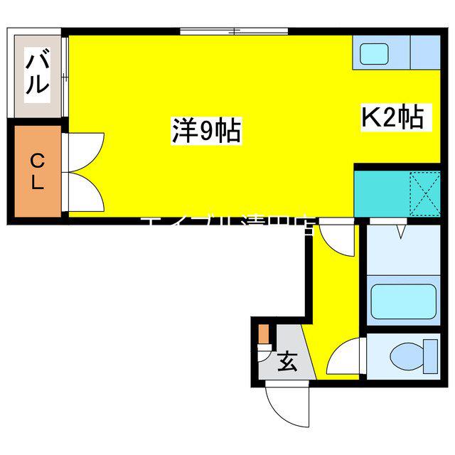 グランドールひばりが丘(1K/2階)の間取り写真
