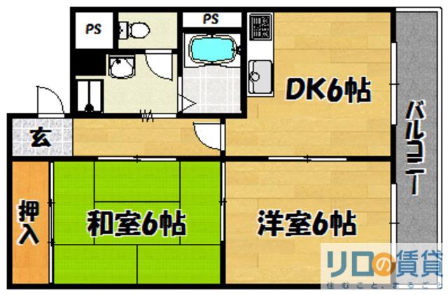 ガーデンハイツ西田(2DK/4階)の間取り写真