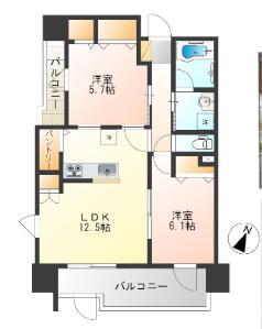 ジョワ方南町(2LDK/1階)の間取り写真