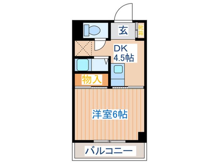 プラザ鹿野(1DK/4階)の間取り写真
