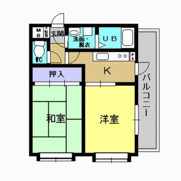 コンフォート西田(2K/2階)の間取り写真