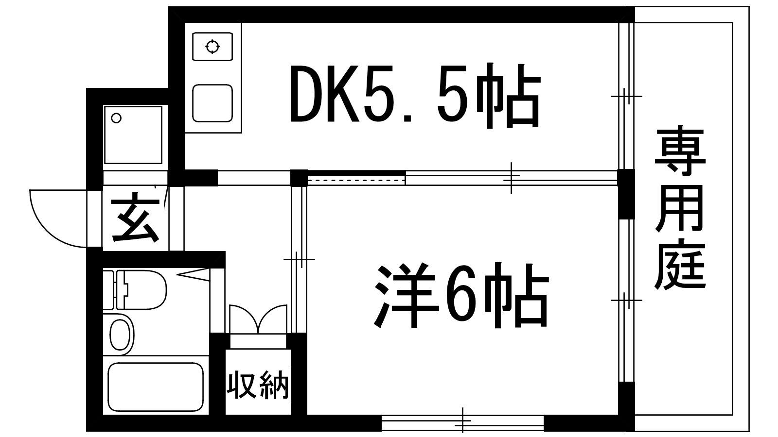 シャンテ中山(1DK/1階)の間取り写真