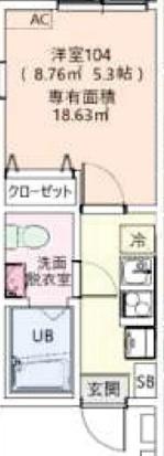 ノアズヒヨシクレスト(1K/1階)の間取り写真