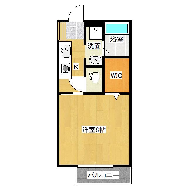 リヴェール絹の台C(1K/1階)の間取り写真