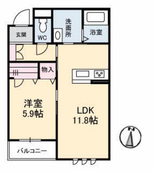 ヴィラガーデン(1LDK/3階)の間取り写真
