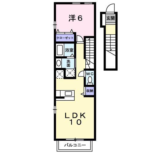 MSコートIII(1LDK/2階)の間取り写真