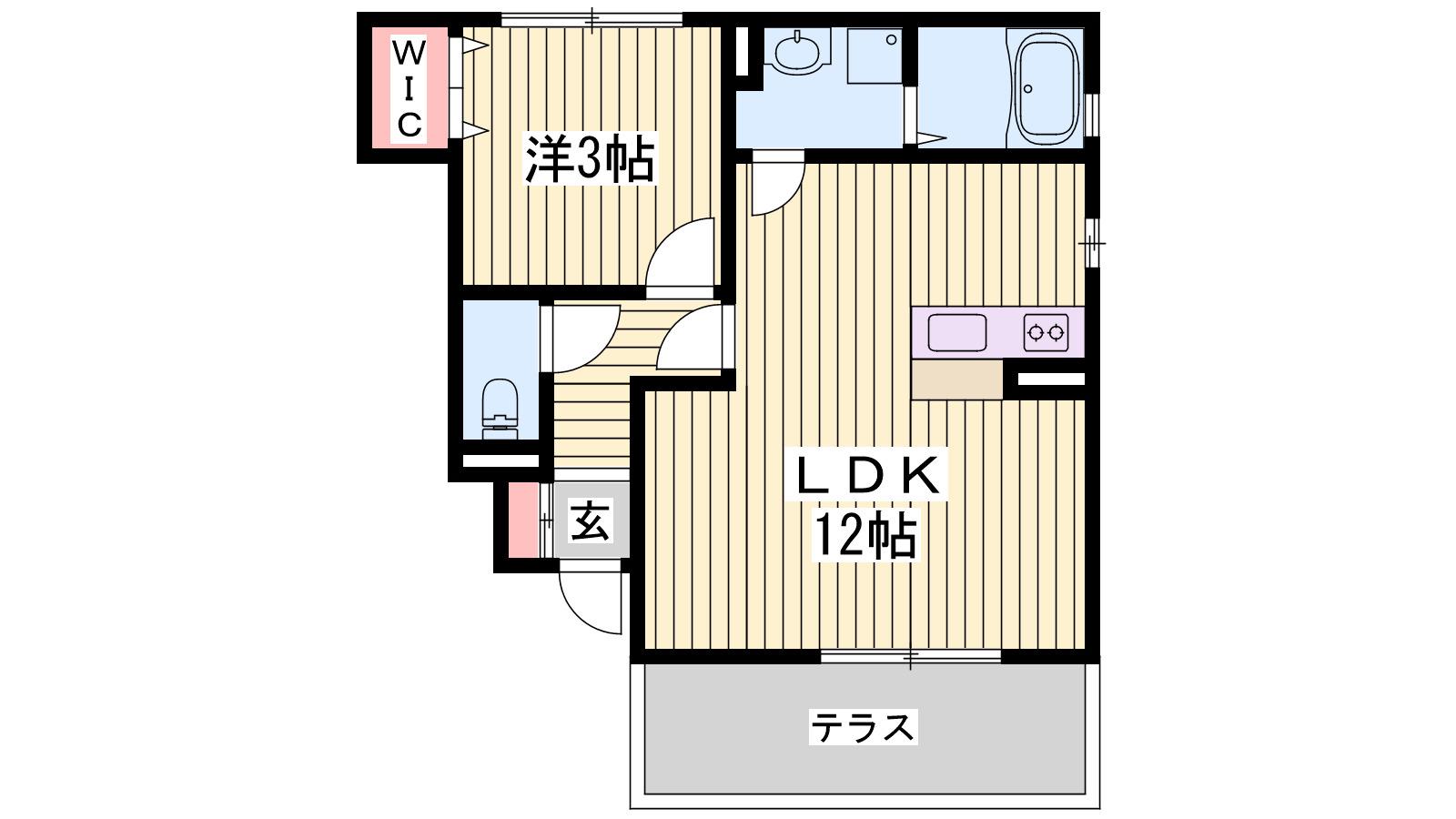 リバーサイド中野田(1LDK/1階)の間取り写真