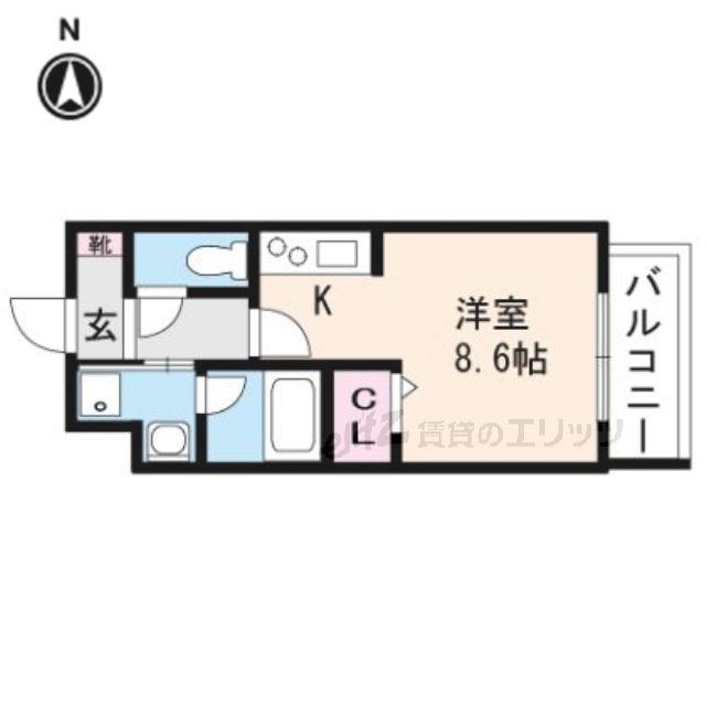 ビバス南茨木(1K/3階)の間取り写真