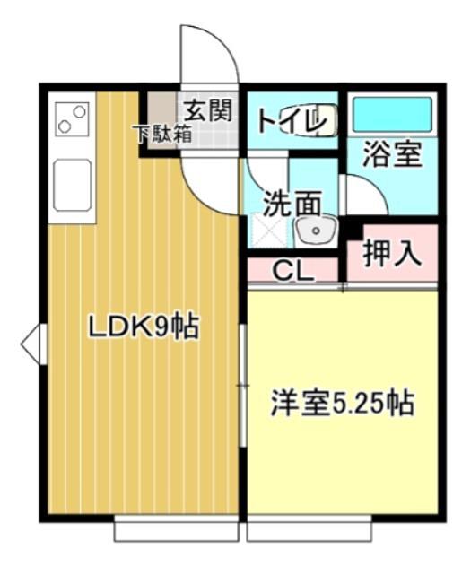 国際レジデンス(1LDK/1階)の間取り写真
