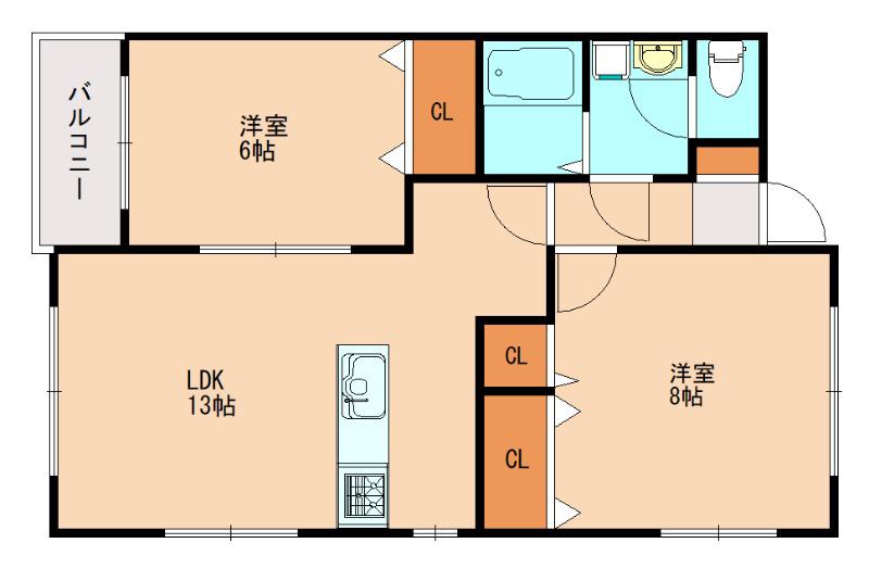 オークマンション菰田(2LDK/1階)の間取り写真