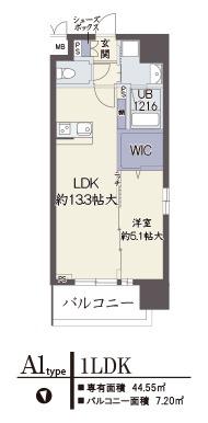 LE CEDRE天神橋(1LDK/7階)の間取り写真