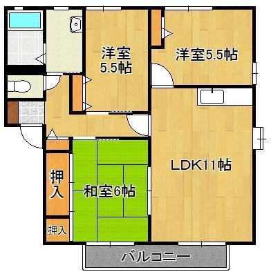 ディアス西天神(3LDK/1階)の間取り写真