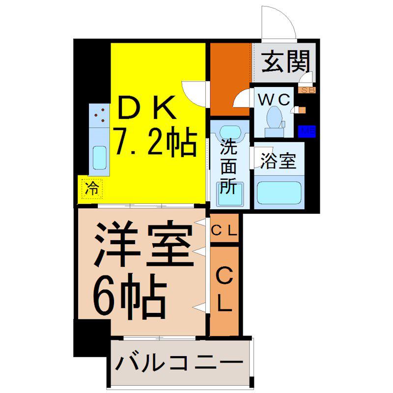 笹島アイサンメゾン(1DK/2階)の間取り写真