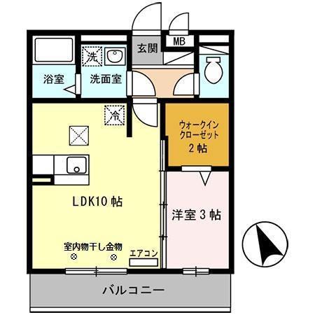 ノア東山A棟A棟(1LDK/1階)の間取り写真