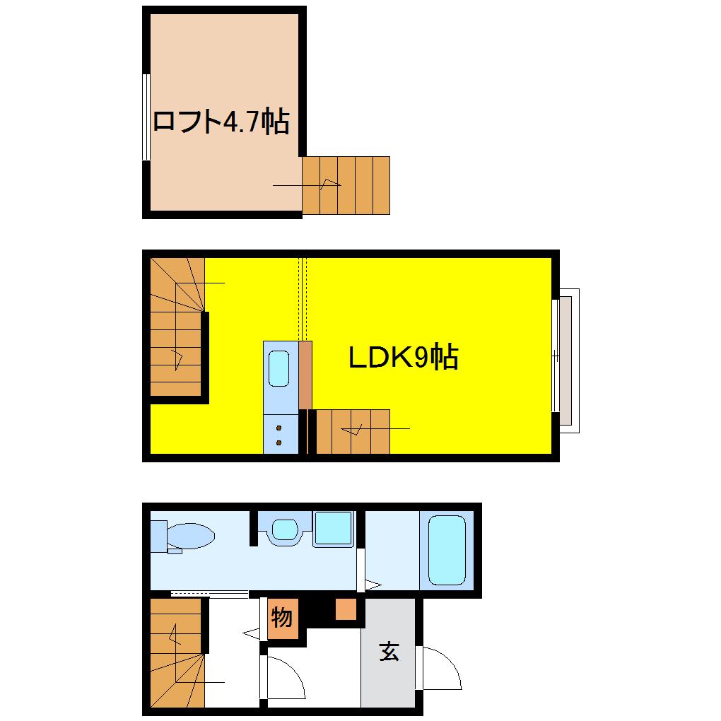 シェルメゾン土樋(1LDK/1階)の間取り写真