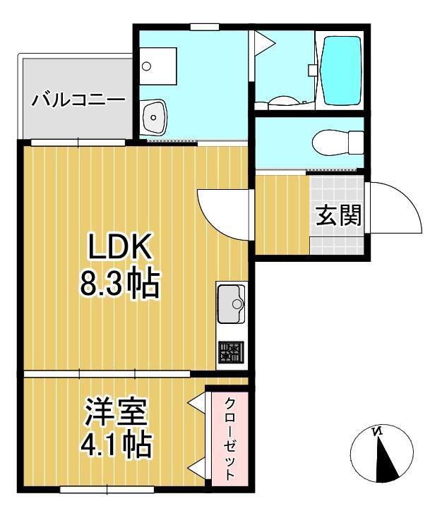 T-REGNO羽犬塚(1LDK/3階)の間取り写真