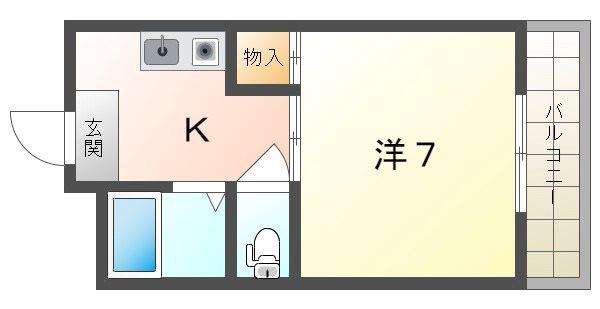 ソフィア忍ヶ丘(1K/4階)の間取り写真