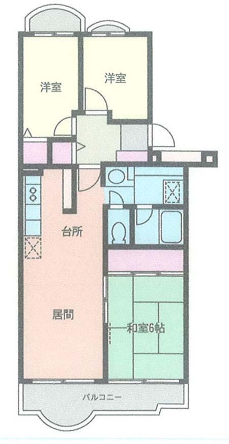 エレーヌ 水澤(3LDK/3階)の間取り写真