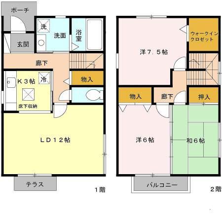 グランディールNKT 1棟(3LDK/1階)の間取り写真