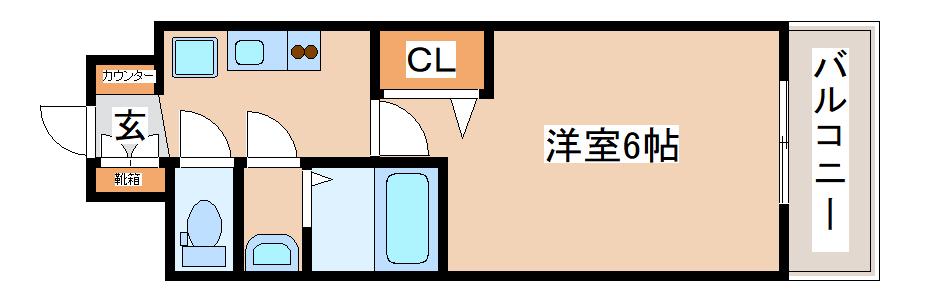 プレサンス神戸マリエント(1K/3階)の間取り写真
