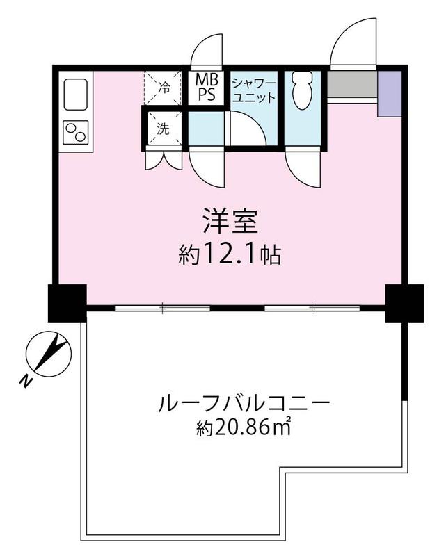 洗足ミナミプラザ(ワンルーム/7階)の間取り写真