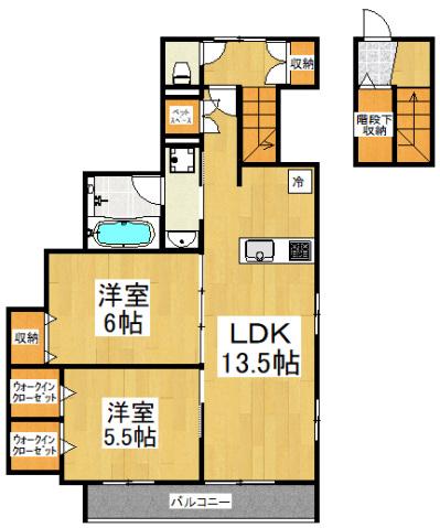 グレイス千代(2LDK/2階)の間取り写真