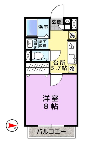 プリマクラッセ(1K/1階)の間取り写真