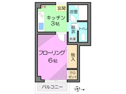 三悠ハウス(1K/1階)の間取り写真