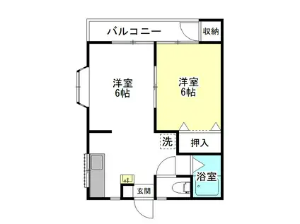 マリンハイツ(1LDK/2階)の間取り写真