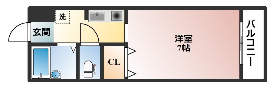リヴェール西出(1K/2階)の間取り写真