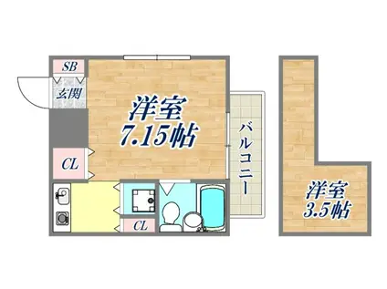 ゼンマンション(1K/4階)の間取り写真